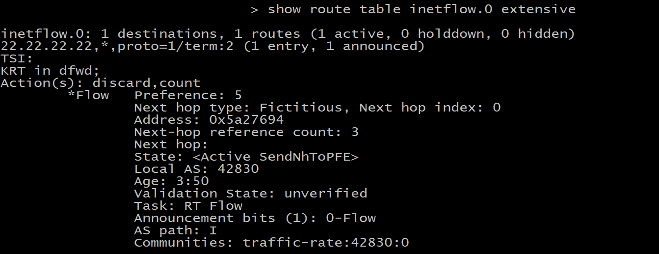 show route table inetflow.0 extensive